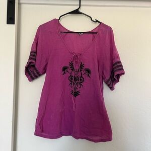Ripcurl Swim Coverup Top Embroidered Tunic Summer Beach Lightweight Purple